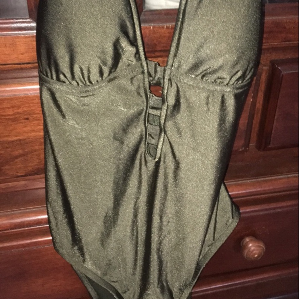 Olive green whole piece swim suit